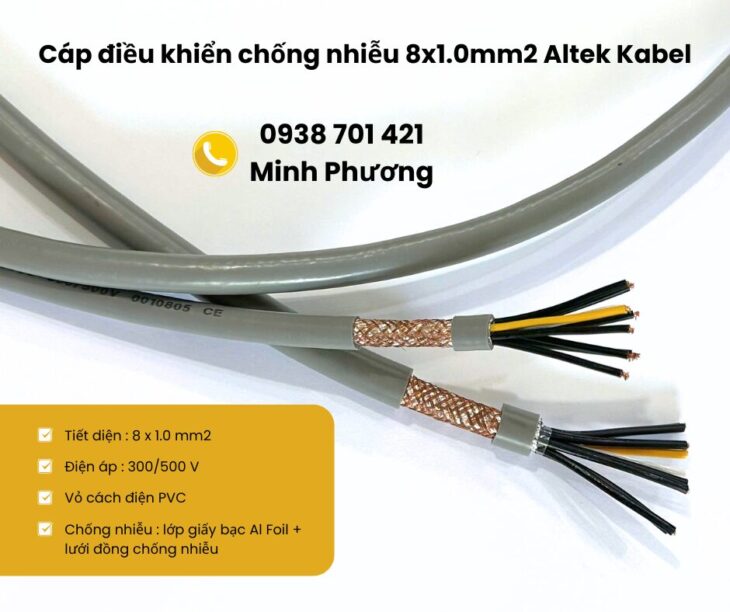 Cáp điều khiển chống nhiễu 8×1.0mm2 – Báo giá mới nhất, hàng chính hãng
