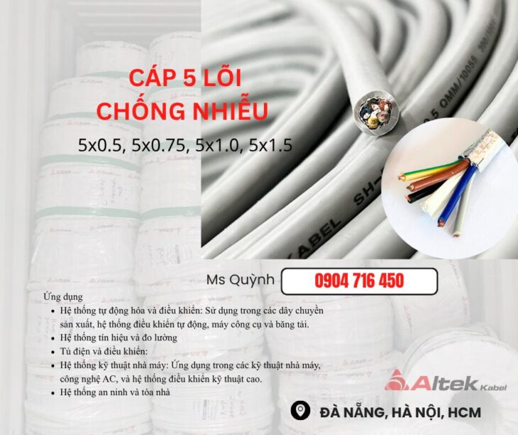Cáp điều khiển Altek Kabel 5×0.5,5×0.75,5×1.0,5×1.5 DVV