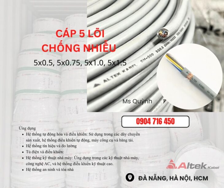 Cáp điều khiển Altek Kabel 5×0.5,5×0.75,5×1.0,5×1.5 DVV
