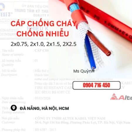 Tổng kho Cáp Chống Cháy , Báo Cháy 2×0.75, 2×1.0, 2×1.5, 2×2.5 Altek Kabel