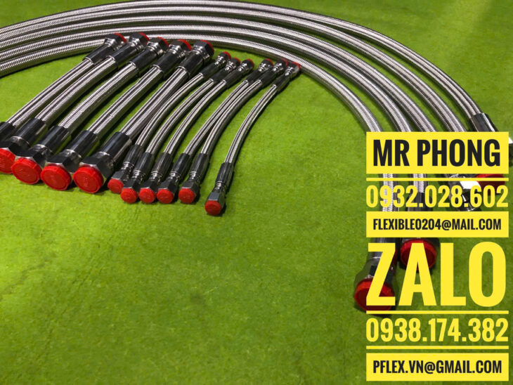 ống mềm teflon- ống mềm PTFE- ống teflon bọc lưới-ống mềm PTFE bọc lưới inox