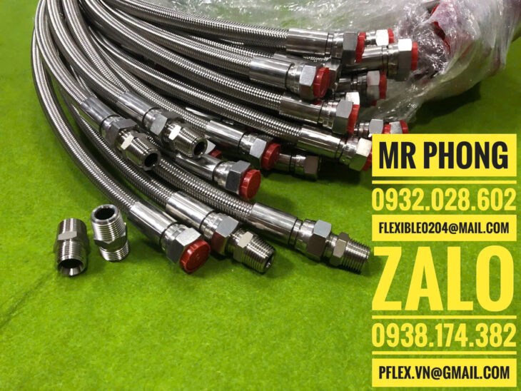 ống mềm teflon- ống mềm PTFE- ống teflon bọc lưới-ống mềm PTFE bọc lưới inox