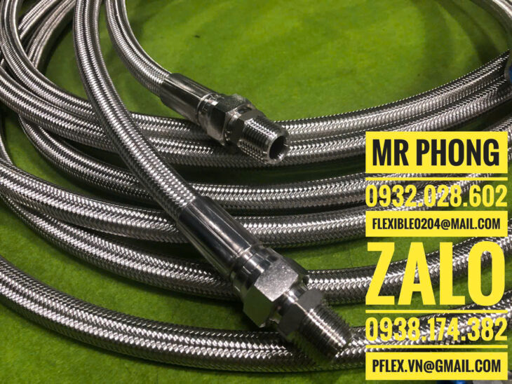 ống mềm teflon- ống mềm PTFE- ống teflon bọc lưới-ống mềm PTFE bọc lưới inox