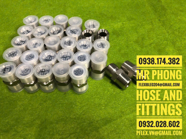 đầu bấm inox cho ống mềm thủy lực- đầu cos inox bấm ống tuy ô thủy lực