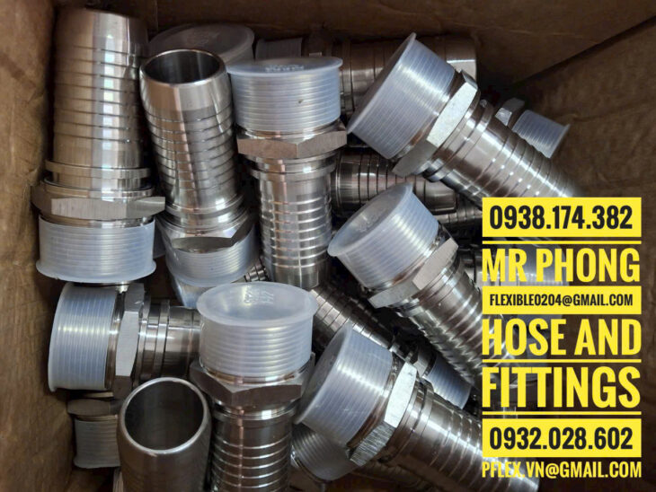 đầu bấm inox cho ống mềm thủy lực- đầu cos inox bấm ống tuy ô thủy lực