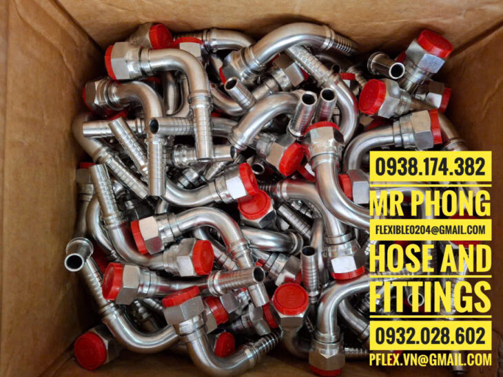 đầu bấm inox cho ống mềm thủy lực- đầu cos inox bấm ống tuy ô thủy lực