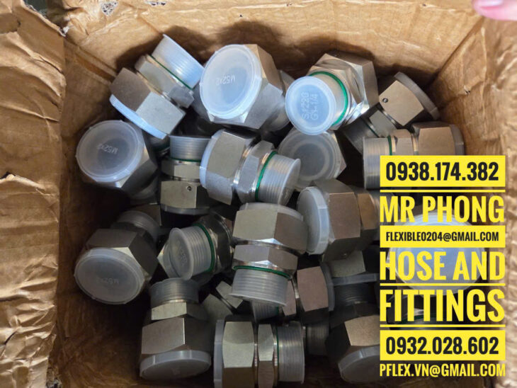 đầu bấm inox cho ống mềm thủy lực- đầu cos inox bấm ống tuy ô thủy lực