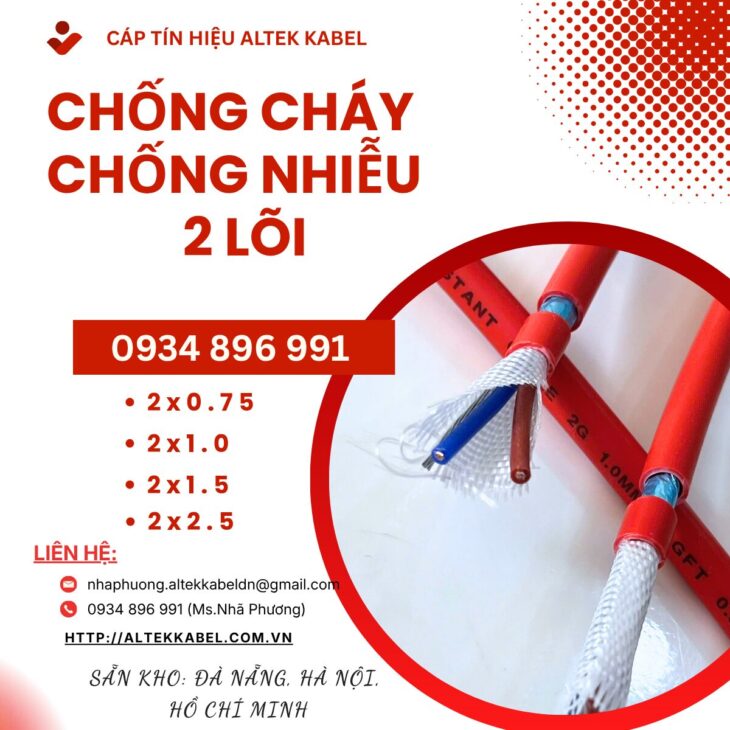 Cáp 2×0.75mm² Chống Cháy Chống Nhiễu – Giao Nhanh Đà Nẵng, Huế, Quảng Trị – Có Sẵn Số Lượng Lớn