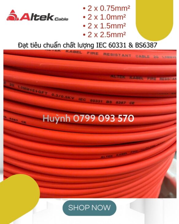 Giá bán cáp chống cháy 2 x 1.0 – tiêu chuẩn BS6387