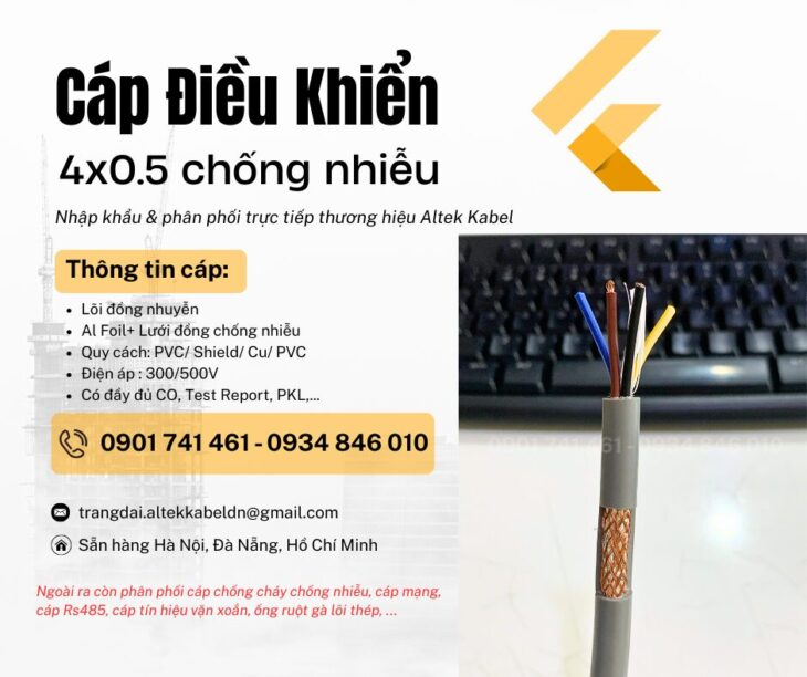 Cáp điều khiển 4×0.5 có lưới chống nhiễu Altek Kabel tại Hà Nội, Sơn La, Hưng Yên
