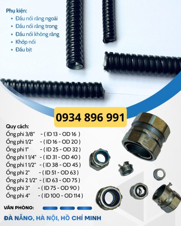 Ống Kẽm Bọc Thép Phi 45 – Đầu Nối Chính Hãng – Có Sẵn Bình Dương, Cần Thơ, Long An