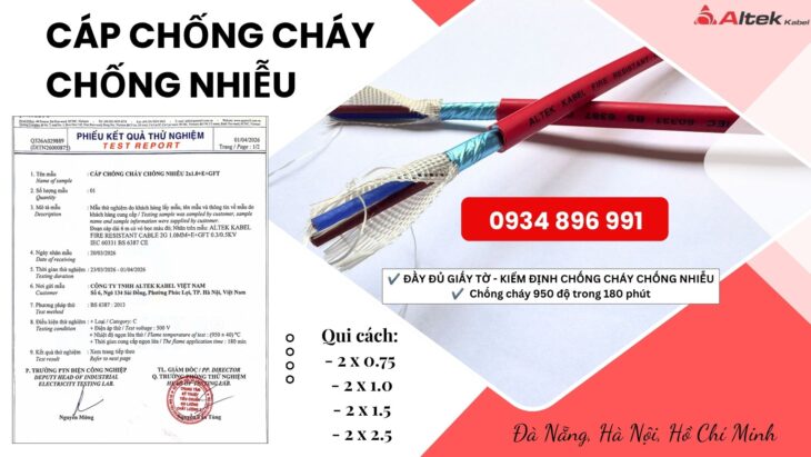 Cáp Chống Cháy Chống Nhiễu 2×1.0mm² Altek Kabel – Sẵn Kho Bắc Ninh, Hưng Yên