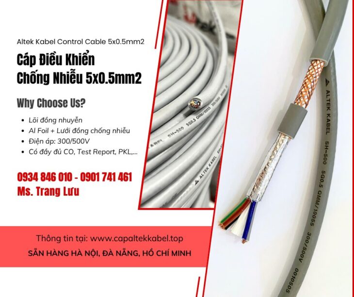 Cáp điều khiển, cáp chỗng nhiễu Altek Kabel 5×0.5 Sài Gòn, Đồng Nai, Khánh Hòa, Bình Dương