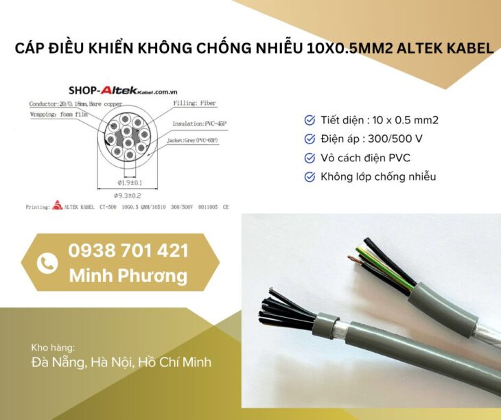Cáp điều khiển không lưới chống nhiễu 10×0.5mm2 – Giải pháp tiết kiệm cho hệ thống tín hiệu