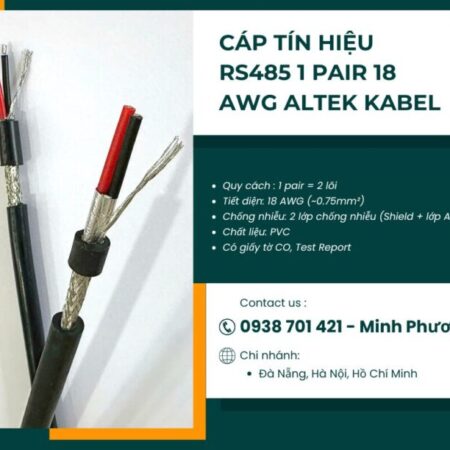 Cáp RS485 1 Pair 18AWG – Giải pháp truyền tín hiệu ổn định cho hệ thống công nghiệp