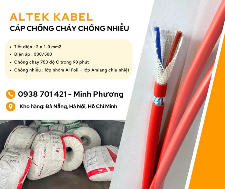 Cáp chống cháy chống nhiễu 2×1.0mm2 Altek Kabel sẵn hàng Đà Nẵng, Hà Nội, Gia Lai
