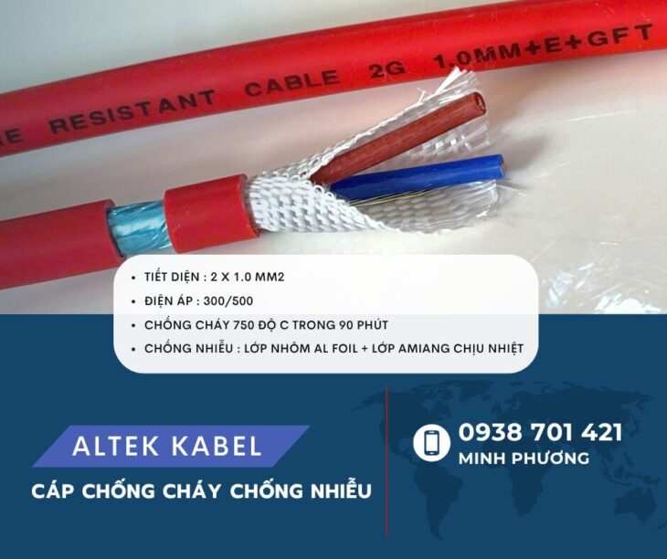 Cáp chống cháy chống nhiễu 2×1.0mm2 Altek Kabel sẵn hàng Đà Nẵng, Hà Nội, Gia Lai