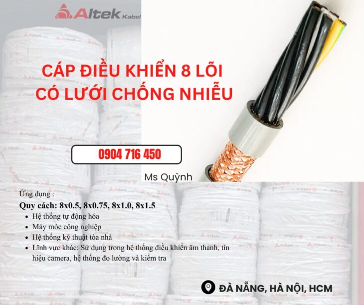 Cáp tín hiệu Altek Kabel 8×0.5, 8×0.75, 8×1.0, 8×1.5mm2