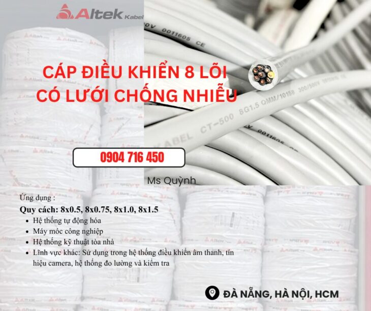 Cáp tín hiệu Altek Kabel 8×0.5, 8×0.75, 8×1.0, 8×1.5mm2