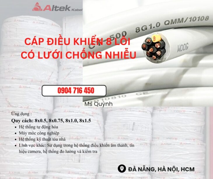 Cáp tín hiệu Altek Kabel 8×0.5, 8×0.75, 8×1.0, 8×1.5mm2