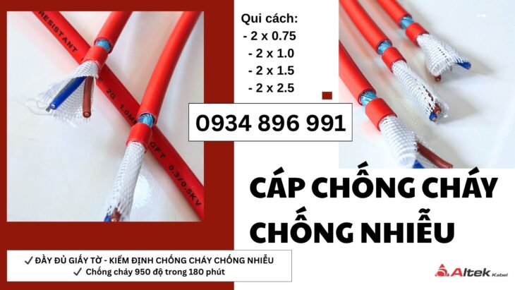 Cáp Điện Chống Cháy Chống Nhiễu 2 Lõi Sẵn Kho Đà Nẵng, Quảng Ngãi