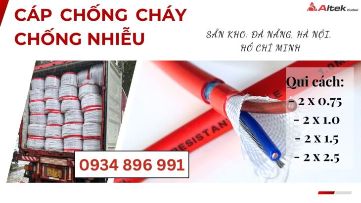 Cáp Chống Cháy 2×1.5mm² Có Chống Nhiễu – Đà Nẵng, Huế, Khánh Hòa