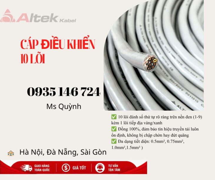 Cáp điều khiển Altek Kabel 10×0.5, 10×0.75. 10×1.0 10 lõi