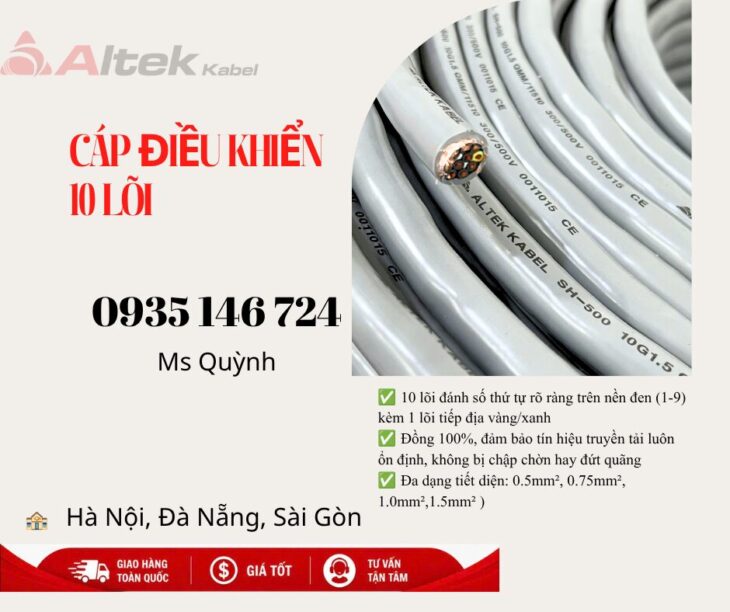 Cáp điều khiển Altek Kabel 10×0.5, 10×0.75. 10×1.0 10 lõi