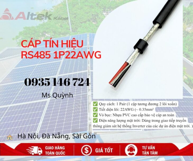Cáp tín hiệu RS485 1 Pair 22AWG Altek Kabel dùng cho hệ thống solar