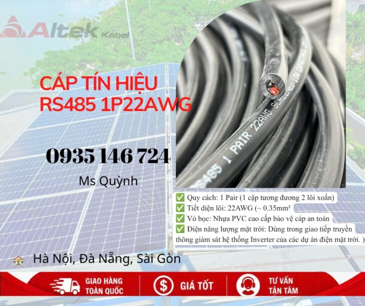 Cáp tín hiệu RS485 1 Pair 22AWG Altek Kabel dùng cho hệ thống solar