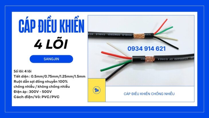 Dây điều khiển Sangjin 4 lõi 4×0.5/4×0.75/4×1.25/4×1.5/4×2.5 – phân phối tại HCM Dây điều khiển Sangjin 4 lõi 4×0.5/4×0.75/4×1.25/4×1.5/4×2.5 – phân phối tại HCM