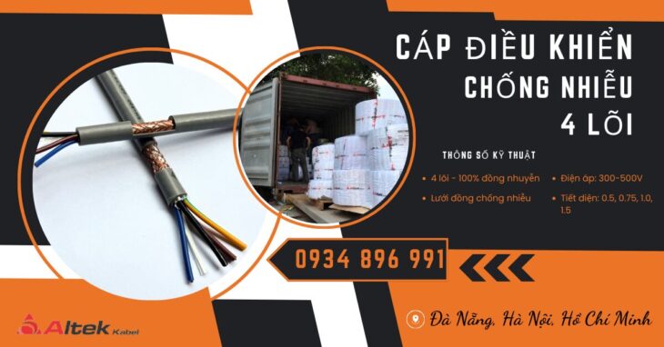 Cáp Điều Khiển 4×1.0 Chống Nhiễu Cho Tủ Điện, PLC, Biến Tần Cáp Điều Khiển 4×1.0 Chống Nhiễu Cho Tủ Điện, PLC, Biến Tần