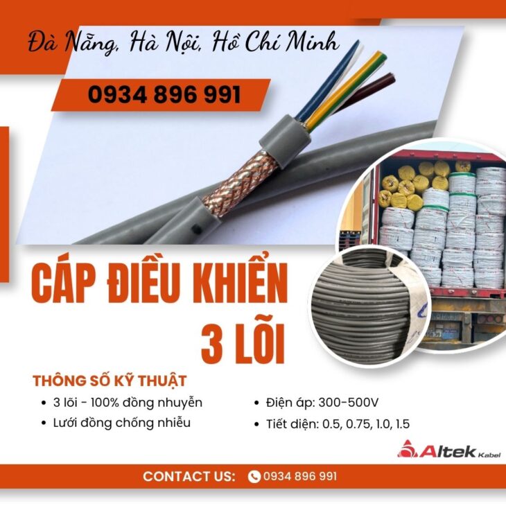 Cáp Điều Khiển 3×0.75 Chống Nhiễu Khánh Hòa – Gia Lai – Bình Định