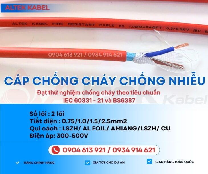 Cáp tín hiệu chống cháy 2Cx1.5 chống nhiễu Altek Kabel – phân phối Hà Nội, Đà Nẵng, HCM