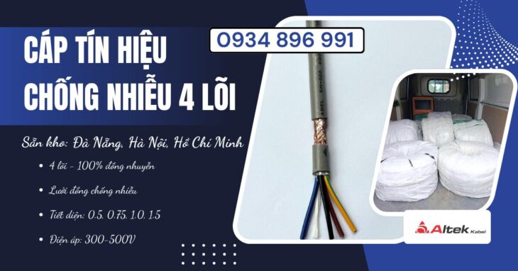 Cáp Điều Khiển 4×1.0 Chống Nhiễu Cho Tủ Điện, PLC, Biến Tần