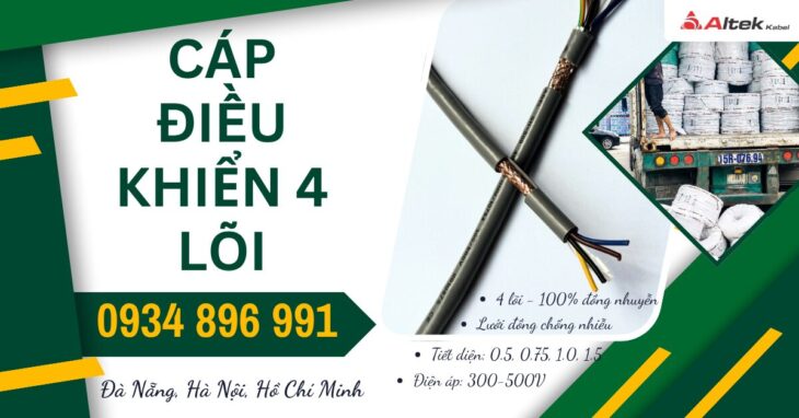 Cáp Điều Khiển 4×1.0 Chống Nhiễu Cho Tủ Điện, PLC, Biến Tần