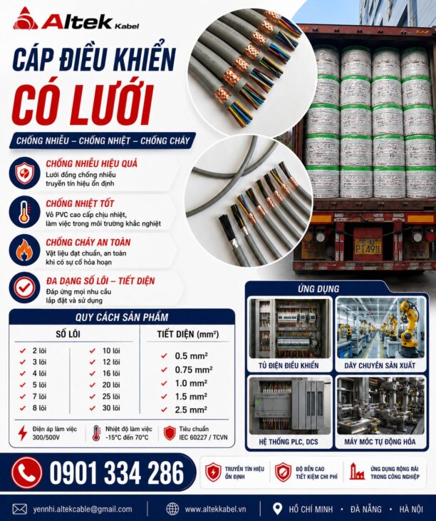 Cáp Điều Khiển Có Lưới Chống Nhiễu ALTEK KABEL