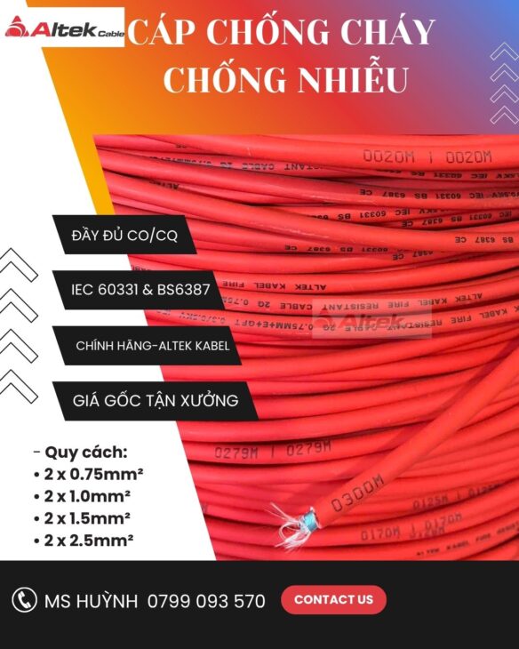 Cáp chống cháy chống nhiễu – altek kabel 2 lõi