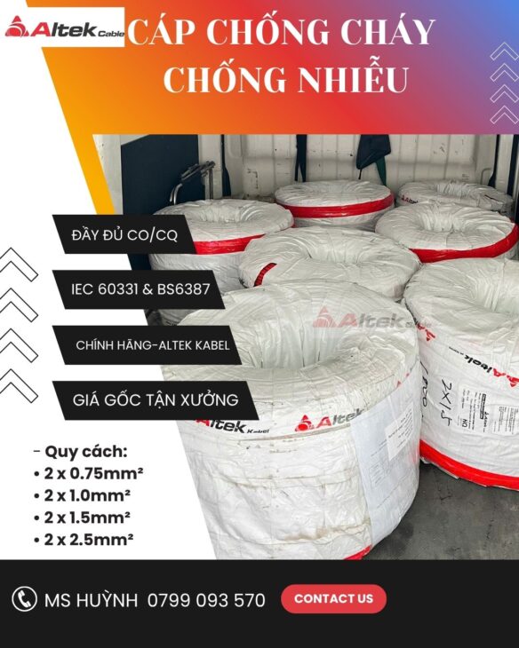 Cáp chống cháy chống nhiễu – altek kabel 2 lõi