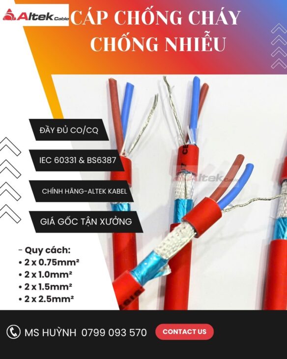 Cáp chống cháy chống nhiễu – altek kabel 2 lõi