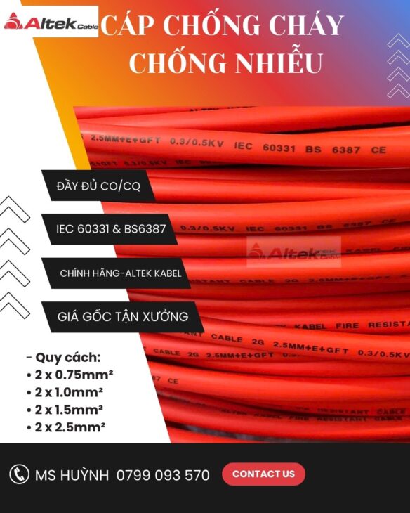 Cáp chống cháy chống nhiễu – altek kabel 2 lõi