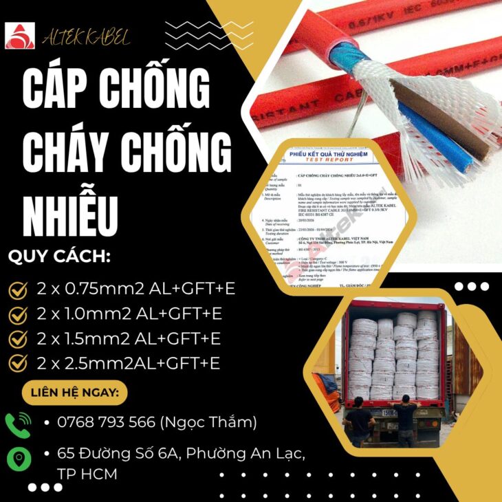 CẦN BÁN Cáp Chống Cháy Chống Nhiễu Altek Kabel NHIỆT ĐỘ CHÁY 950 độ C