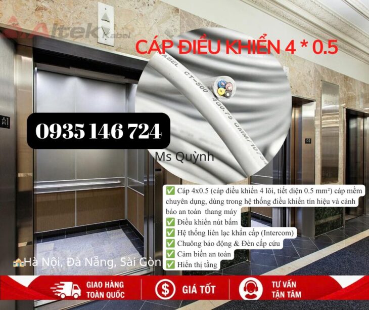 Cáp điều khiển 4×0.5 Altek Kabel cáp điều khiển 4 lõi, tiết diện 0.5 mm²