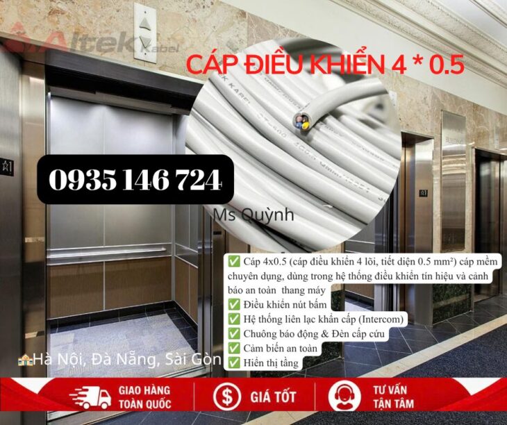 Cáp điều khiển 4×0.5 Altek Kabel cáp điều khiển 4 lõi, tiết diện 0.5 mm²