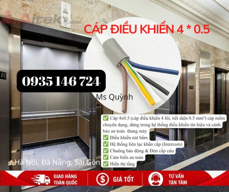 Cáp điều khiển 4×0.5 Altek Kabel cáp điều khiển 4 lõi, tiết diện 0.5 mm²