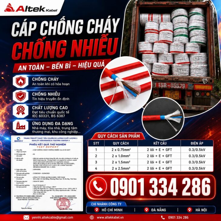 Báo Giá Cáp Chống Cháy Chống Nhiễu ALTEK KABEL – Đồng Nguyên Chất 100%