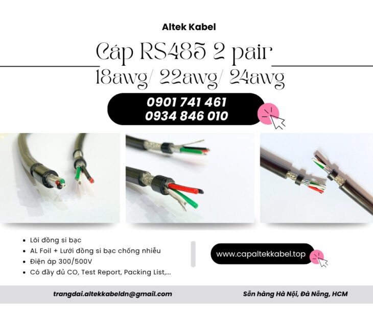 Cáp rs485 2 pair 18awg/ 2 pair 22awg/ 2 pair 24awg Altek Kabel