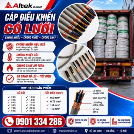 Cáp Điều Khiển Có Lưới Chống Nhiễu ALTEK KABEL Đồng 100% Cáp Điều Khiển Có Lưới Chống Nhiễu ALTEK KABEL Đồng 100%