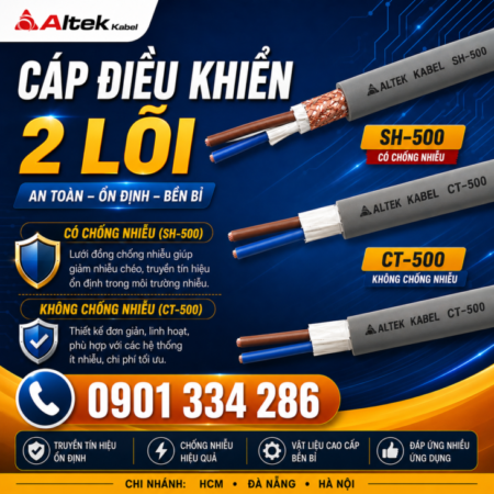 Cáp Điều Khiển 2 Lõi Cho Tủ Điện & Tự Động Hóa ALTEK KABEL