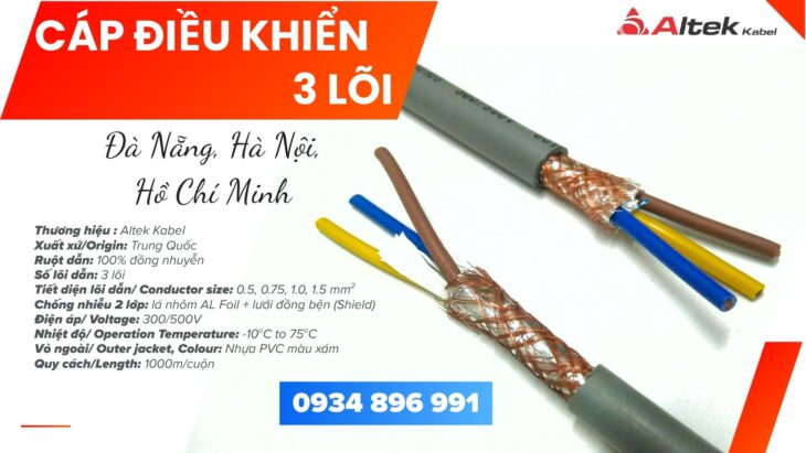 Dây Điều Khiển 3×0.75 Giao Ngay Cần Thơ, Long An, Bình Thuận